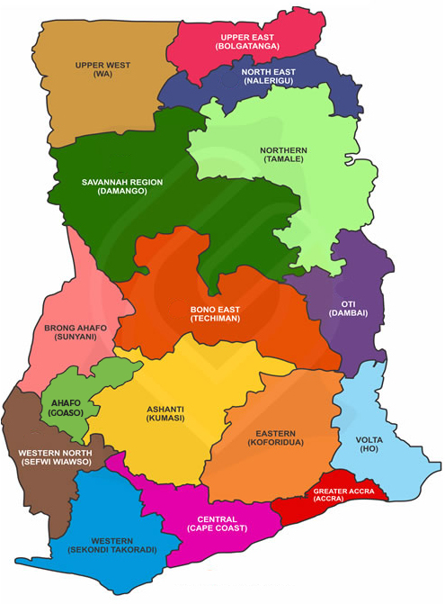 ghana regional map